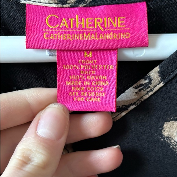 Catherine Malandrio Floral T-Shirt Black and Brown Medium - Picture 2 of 3